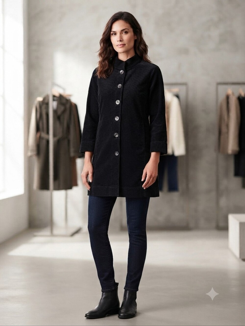 J. Jill Lightweight Velvet Corduroy Jacket Mandarin Collar Size MP Buttons
